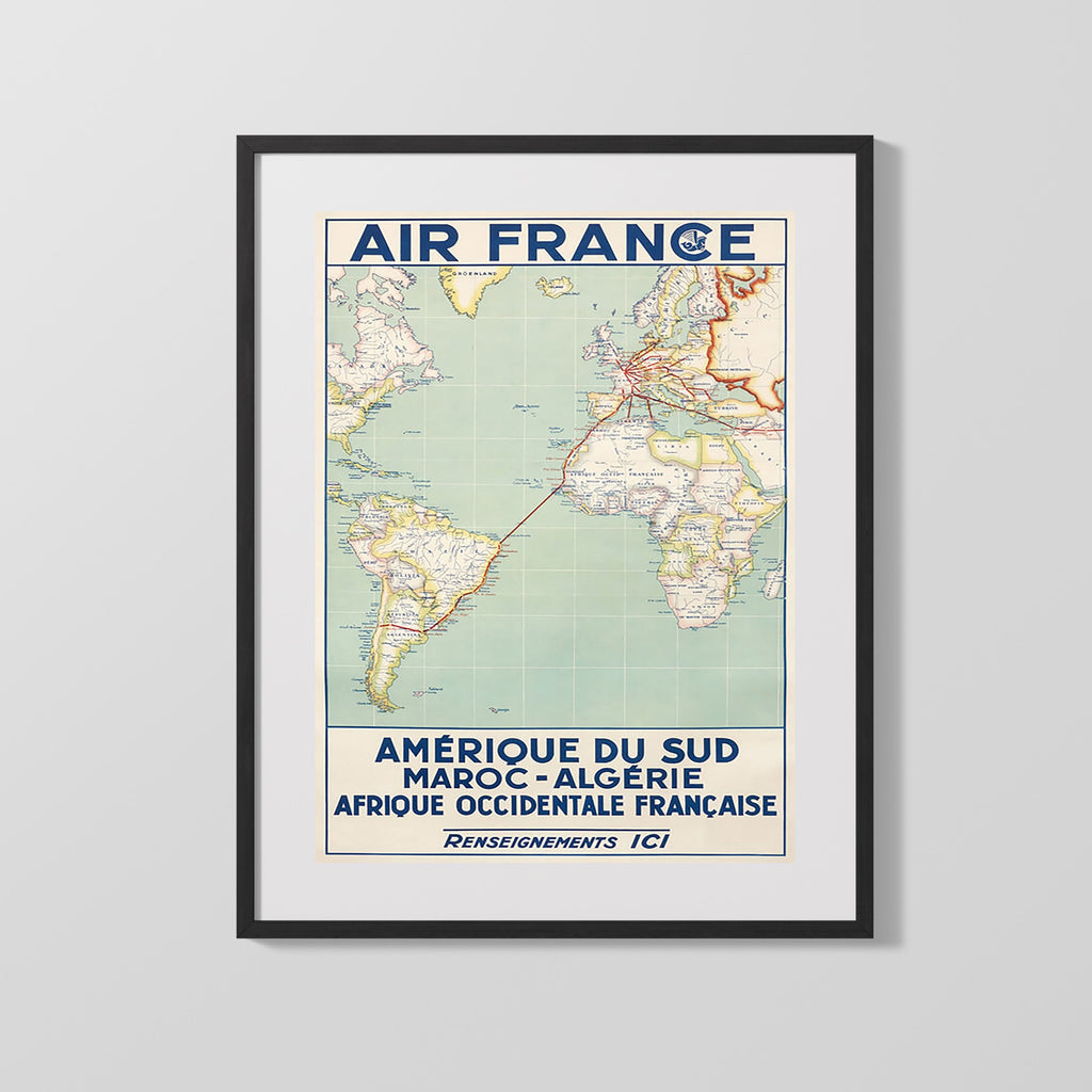 Classic Travel Poster - Air France - South America Travel Vintage Framed Prints Gallery Frame 16x20