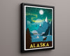 Classic Travel Poster - Alaska - Northern Lights Travel Vintage Framed Prints Floating Canvas 16x20