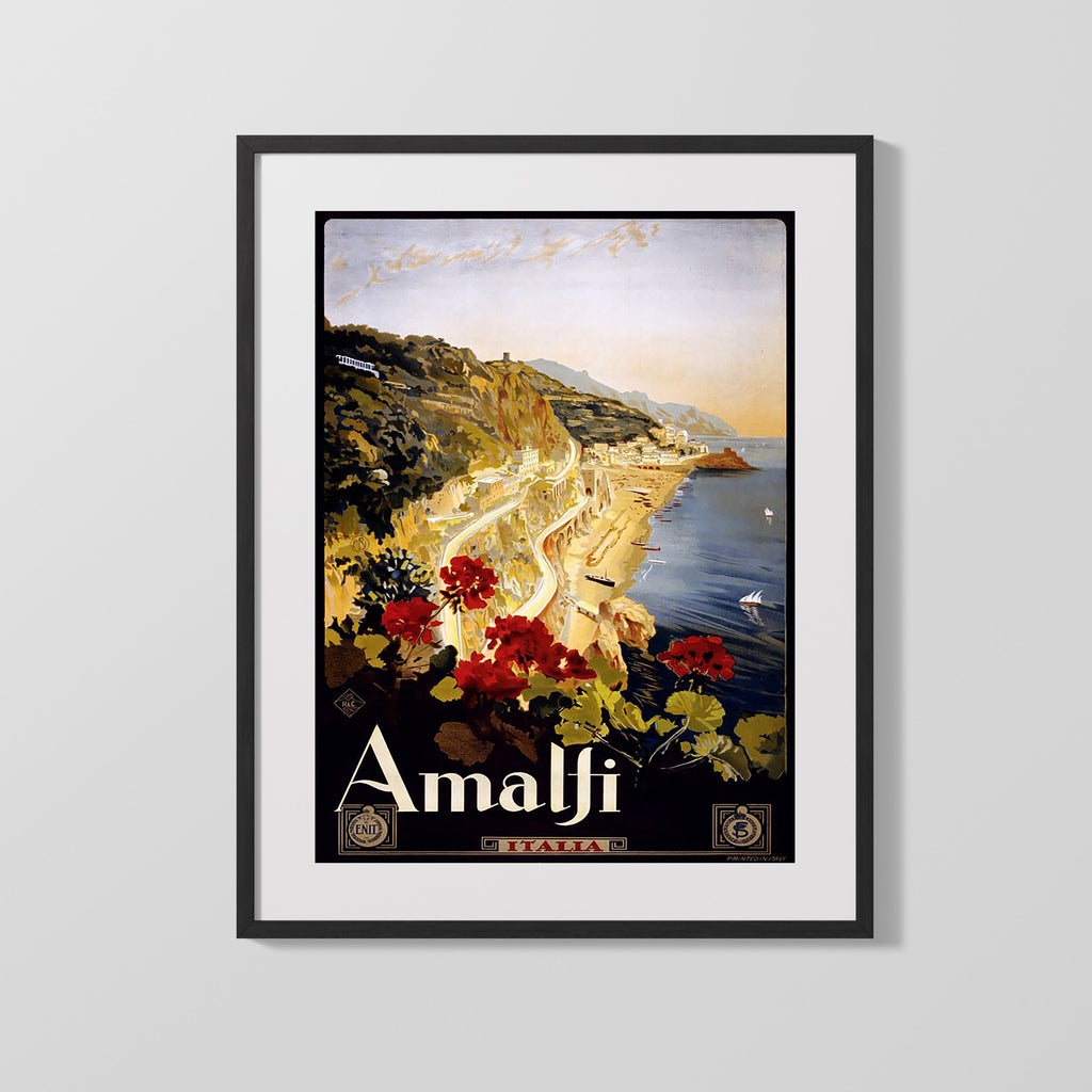 Classic Travel Poster - Amalfi - Italy Travel Vintage Framed Prints Gallery Frame 16x20