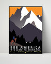 Classic Travel Poster - America - America Montana 3 Travel Vintage Framed Prints Poster 16x20