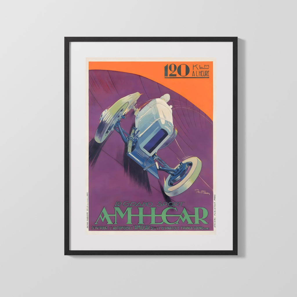 Classic Travel Poster - Amilcar - Grand Sport Racing Travel Vintage Framed Prints Gallery Frame 16x20
