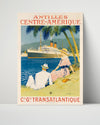 Classic Travel Poster - Antilles - Transatlantique Travel Vintage Framed Prints Poster 16x20