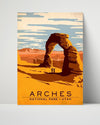 Classic Travel Poster - Arches - National Park Utah Travel Vintage Framed Prints Poster 16x20