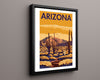 Classic Travel Poster - Arizona - Desert Landscape Travel Vintage Framed Prints Floating Canvas 16x20