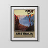 Classic Travel Poster - Australia - Blue Mountains Travel Vintage Framed Prints Gallery Frame 16x20