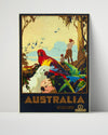 Classic Travel Poster - Australia - Exotic Birds Travel Vintage Framed Prints Poster 16x20