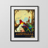 Classic Travel Poster - Australia - Exotic Birds Travel Vintage Framed Prints Gallery Frame 16x20