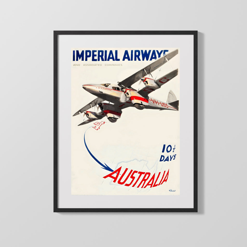 Classic Travel Poster - Australia - Imperial Airways Travel Vintage Framed Prints Gallery Frame 16x20