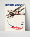 Classic Travel Poster - Australia - Imperial Airways Travel Vintage Framed Prints Poster 16x20