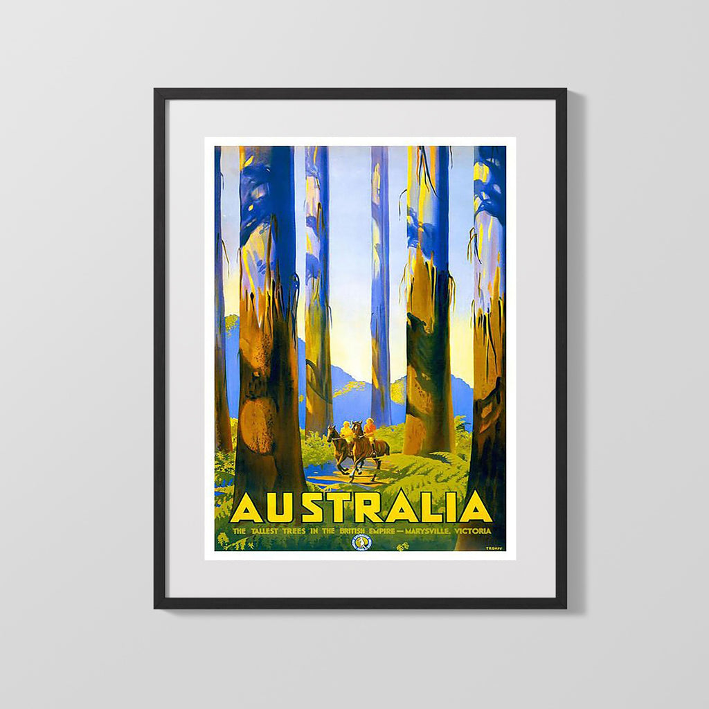 Classic Travel Poster - Australia - Marysville Victoria Tall Trees Travel Vintage Framed Prints Gallery Frame 16x20