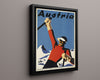 Classic Travel Poster - Austria - Alpine Skiing Travel Vintage Framed Prints Floating Canvas 16x20