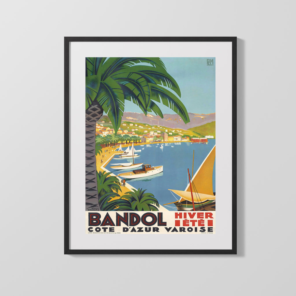 Classic Travel Poster - Bandol - Cote dAzur Travel Vintage Framed Prints Gallery Frame 16x20