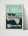 Classic Travel Poster - Bavaria - Neuschwanstein Castle Travel Vintage Framed Prints Poster 16x20