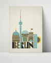 Classic Travel Poster - Berlin - Landmarks Skyline Travel Vintage Framed Prints Poster 16x20