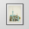 Classic Travel Poster - Berlin - Landmarks Skyline Travel Vintage Framed Prints Gallery Frame 16x20