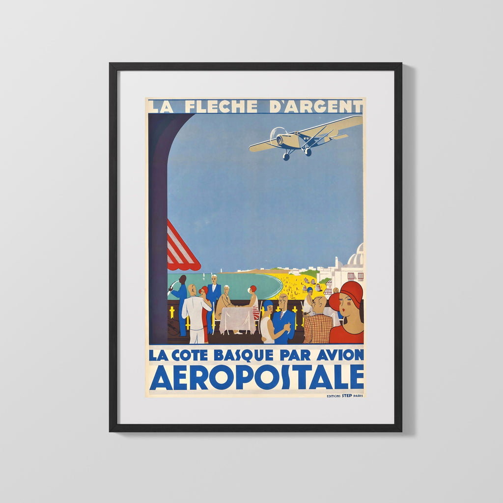 Classic Travel Poster - Biarritz - Cote Basque Flight Travel Vintage Framed Prints Gallery Frame 16x20