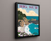 Classic Travel Poster - Big Sur - McWay Falls Hwy One Travel Vintage Framed Prints Floating Canvas 16x20