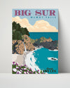 Classic Travel Poster - Big Sur - McWay Falls Hwy One Travel Vintage Framed Prints Poster 16x20