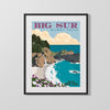 Classic Travel Poster - Big Sur - McWay Falls Hwy One Travel Vintage Framed Prints Gallery Frame 16x20