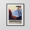 Classic Travel Poster - Blue Mountains - Australia Travel Vintage Framed Prints Gallery Frame 16x20