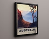 Classic Travel Poster - Blue Mountains - Australia Travel Vintage Framed Prints Floating Canvas 16x20