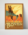 Classic Travel Poster - Boston - Paul Revere Statue Travel Vintage Framed Prints Poster 16x20