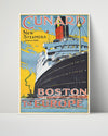 Classic Travel Poster - Boston to Europe Travel Vintage Framed Prints Poster 16x20