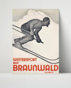 Classic Travel Poster - Braunwald Travel Vintage Framed Prints Poster 16x20