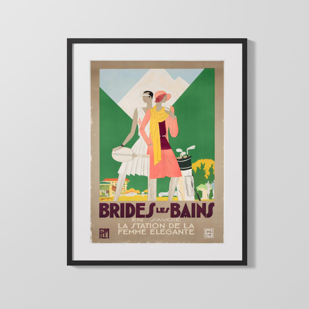 Classic Travel Poster - Brides-les-Bains - Elegant Tennis and Golf Travel Vintage Framed Prints Gallery Frame 16x20