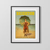 Classic Travel Poster - Brighton - Bathing Suit Umbrella Travel Vintage Framed Prints Gallery Frame 16x20