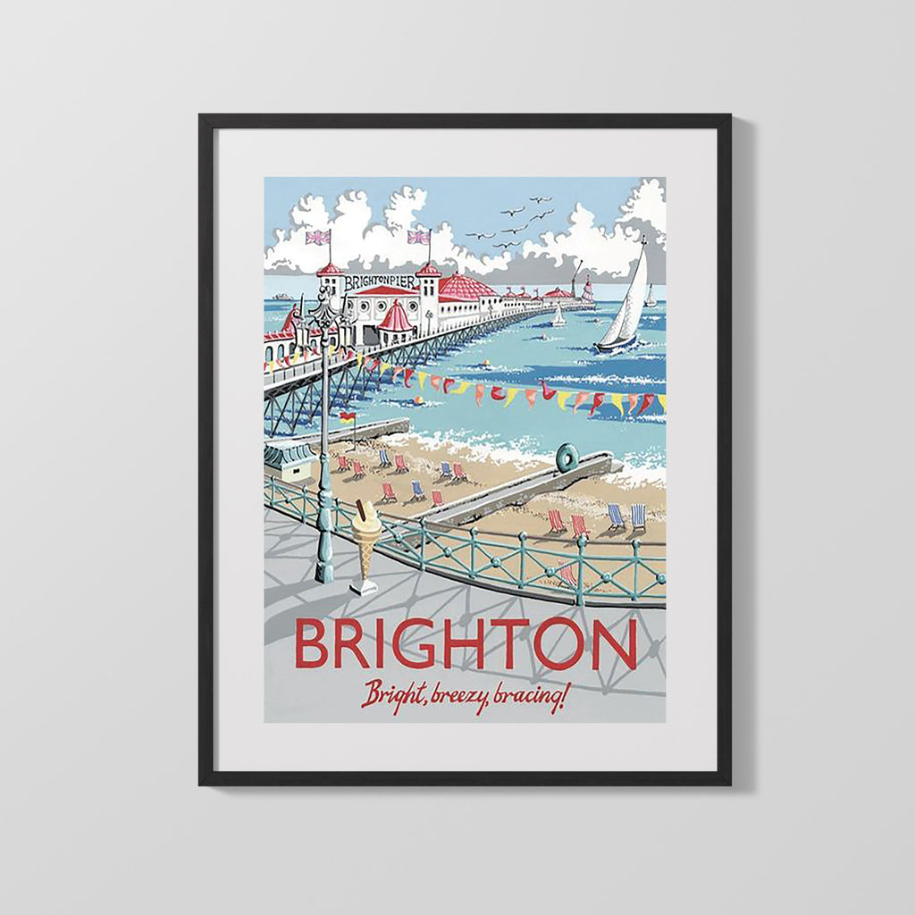 Classic Travel Poster - Brighton - Brighton Pier Travel Vintage Framed Prints Gallery Frame 16x20