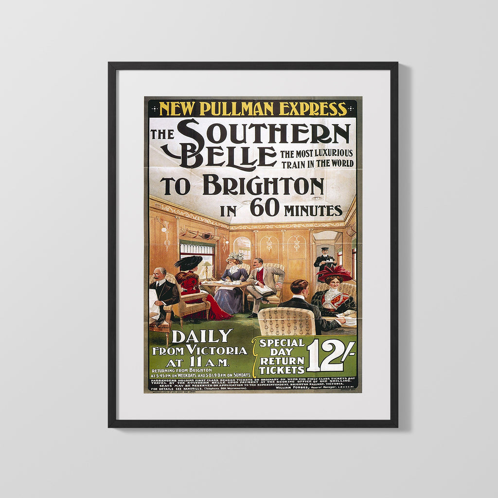 Classic Travel Poster - Brighton Seaside Walk Travel Vintage Framed Prints Gallery Frame 16x20