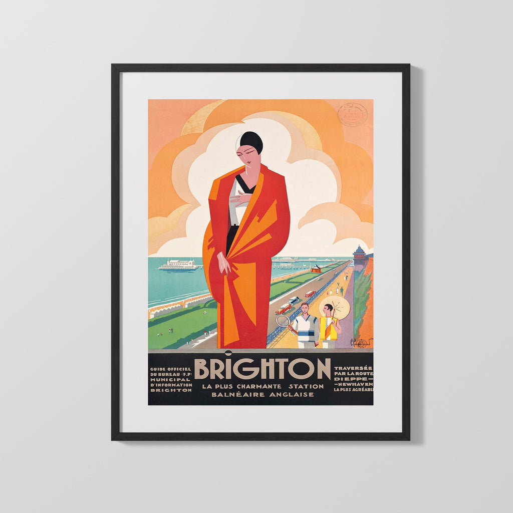 Classic Travel Poster - Brighton - Train Travel Vintage Framed Prints Gallery Frame 16x20