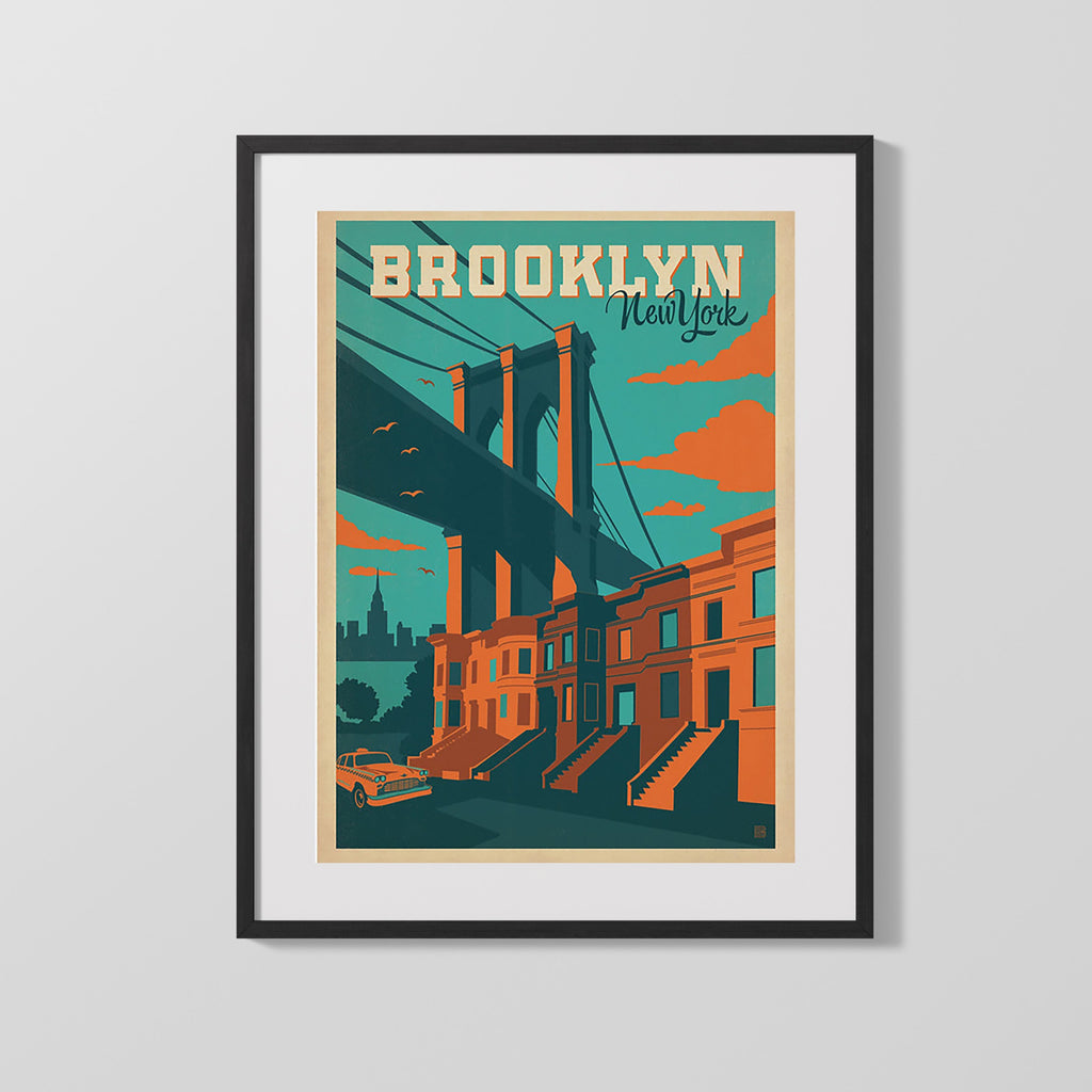 Classic Travel Poster - Brooklyn - New York Travel Vintage Framed Prints Gallery Frame 16x20