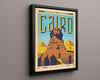Classic Travel Poster - Cairo - Great Sphinx and Pyramids Travel Vintage Framed Prints Floating Canvas 16x20