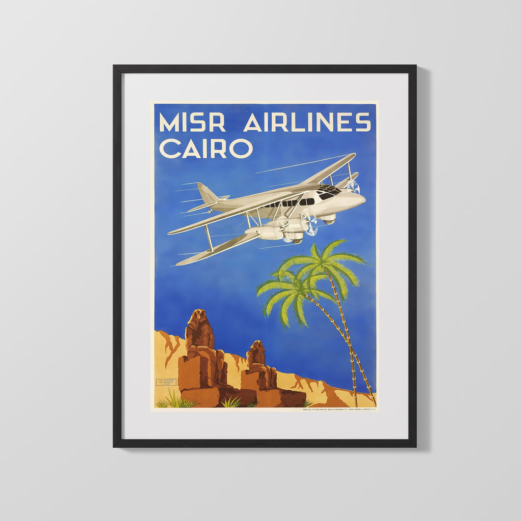 Classic Travel Poster - Cairo - Misr Airlines Travel Vintage Framed Prints Gallery Frame 16x20