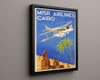 Classic Travel Poster - Cairo - Misr Airlines Travel Vintage Framed Prints Floating Canvas 16x20