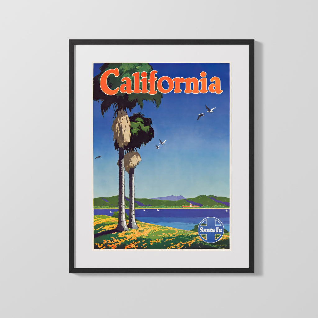 Classic Travel Poster - California - Santa Fe Railroad Travel Vintage Framed Prints Gallery Frame 16x20