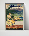 Classic Travel Poster - California - Travel by Train Travel Vintage Framed Prints Poster 16x20