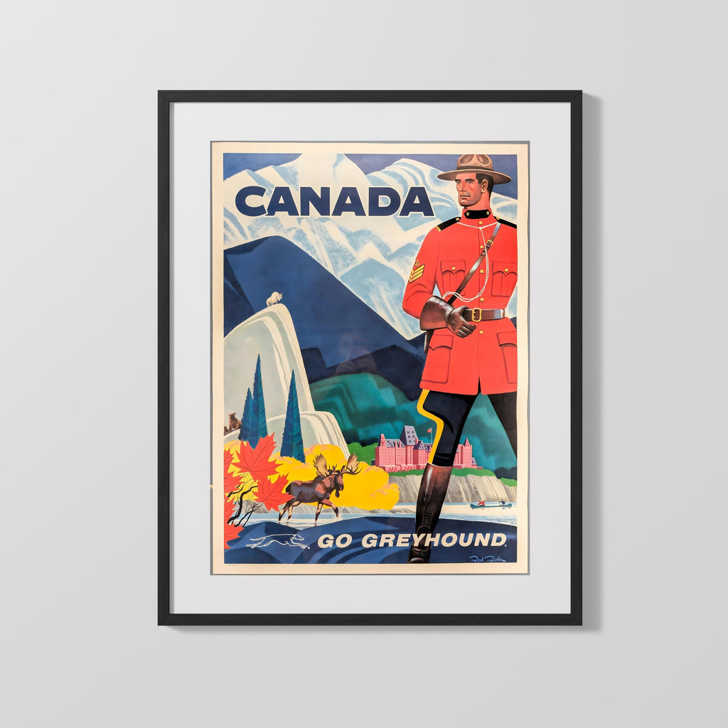 Classic Travel Poster - Canada - Go Greyhound Travel Vintage Framed Prints Gallery Frame 16x20