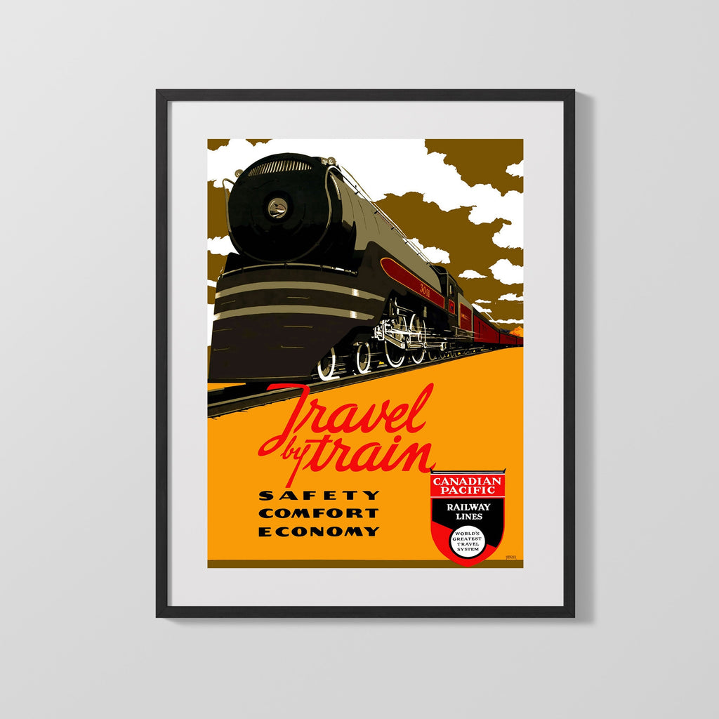 Classic Travel Poster - Canada - Travel by Train Travel Vintage Framed Prints Gallery Frame 16x20