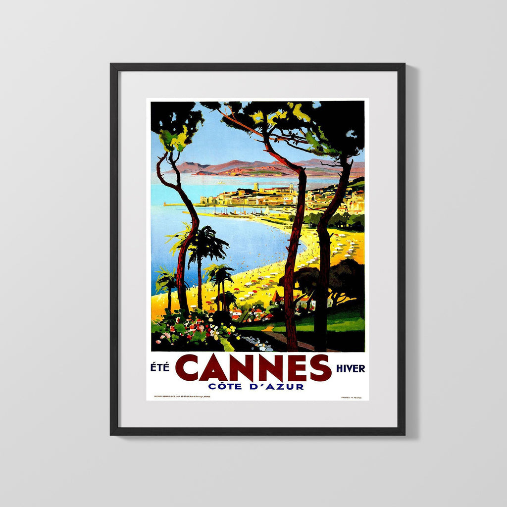 Classic Travel Poster - Cannes - Cote dAzur Travel Vintage Framed Prints Gallery Frame 16x20
