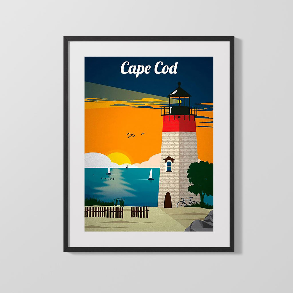 Classic Travel Poster - Cape Town - Table Mountain and Penguins Travel Vintage Framed Prints Gallery Frame 16x20