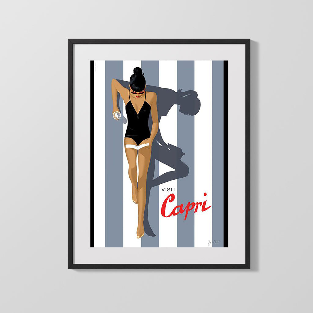 Classic Travel Poster - Capri - Italy Travel Vintage Framed Prints Gallery Frame 16x20