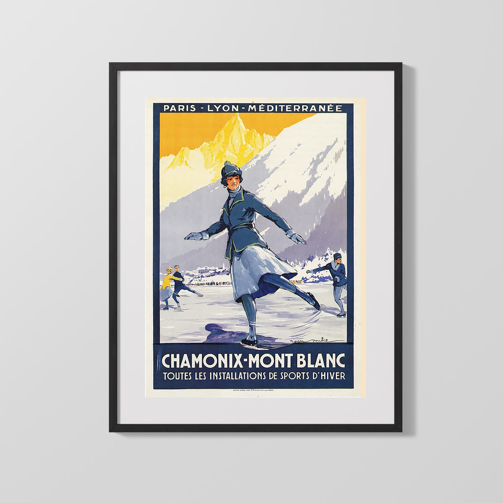 Classic Travel Poster - Chamonix - Mont Blanc Travel Vintage Framed Prints Gallery Frame 16x20