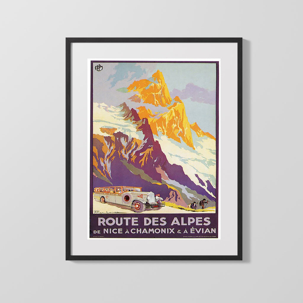 Classic Travel Poster - Chamonix - Route des Alpes Travel Vintage Framed Prints Gallery Frame 16x20