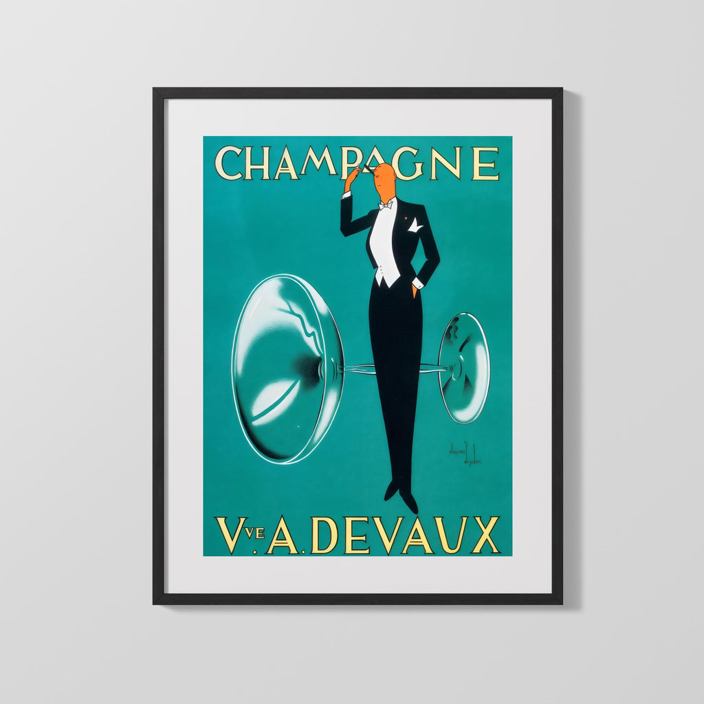 Classic Travel Poster - Champagne - Veuve A. Devaux Travel Vintage Framed Prints Gallery Frame 16x20