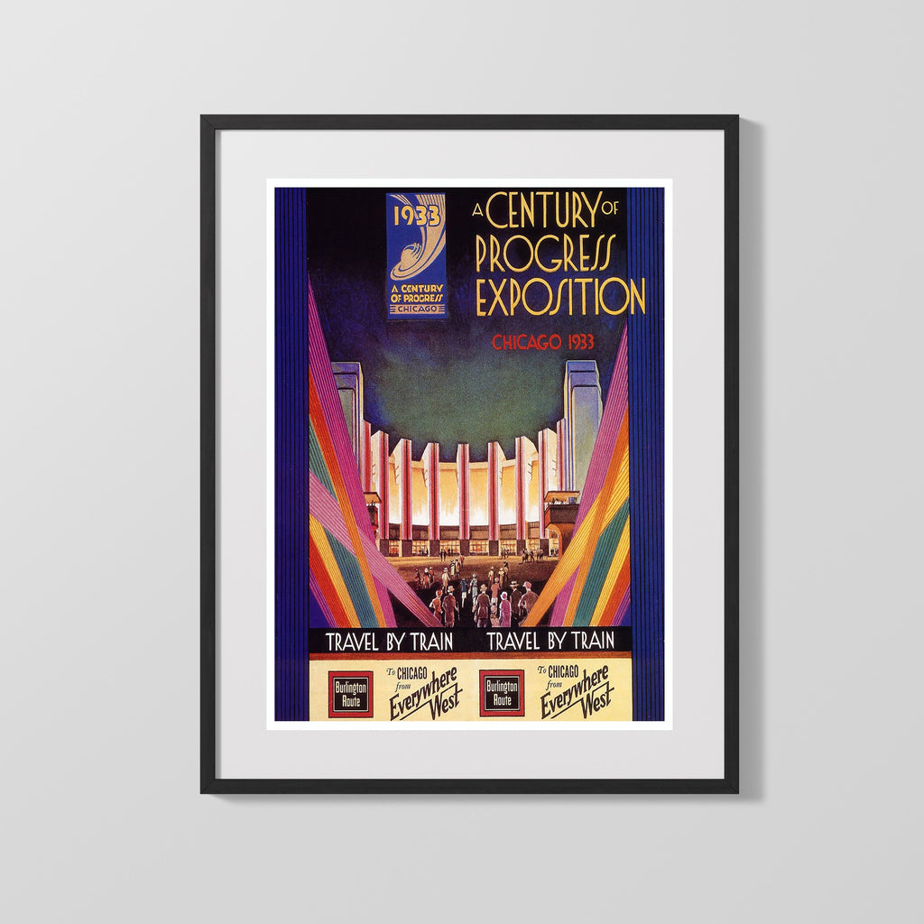 Classic Travel Poster - Chicago - Century of Progress Exposition 1933 Travel Vintage Framed Prints Gallery Frame 16x20
