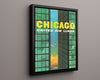 Classic Travel Poster - Chicago - United Air Lines Travel Vintage Framed Prints Floating Canvas 16x20