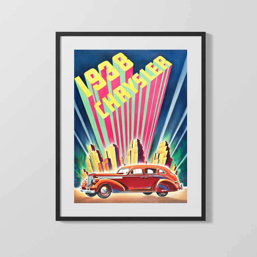 Classic Travel Poster - Chrysler - 1938 Art Deco Travel Vintage Framed Prints Gallery Frame 16x20